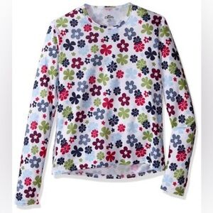 Hot Chillys Youth Pepper Skins Crewneck, Flower Power, large